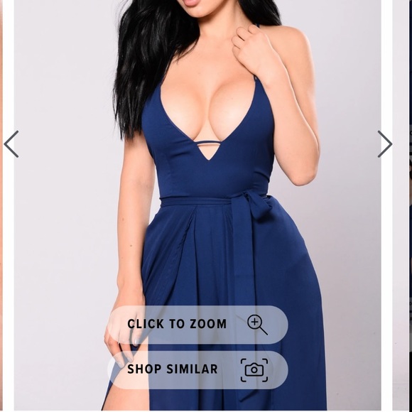 Navy Split Leg Jumpsuit - Picture 3 of 8